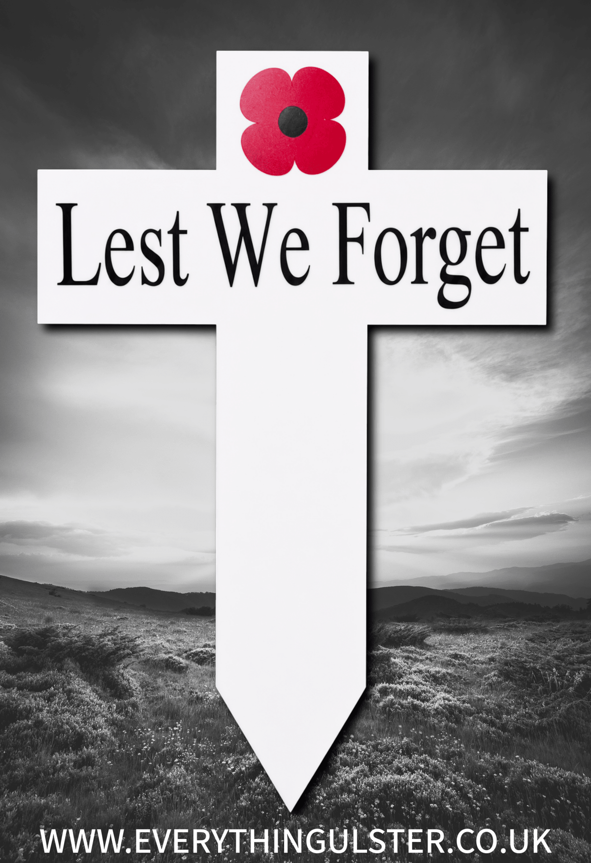 White Lest We Forget Grave Marker - Everything Ulster